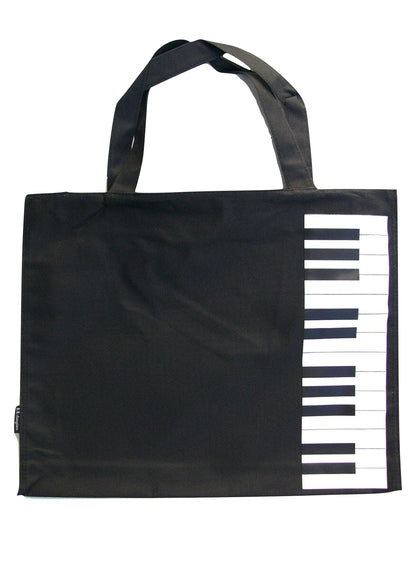 Black canvas tote music library bag keyboard print large size 34cm X 42cm