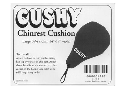 CUSHY Large NAVY  4/4 violin 14”-17” viola chinrest pad cushion elastic strap