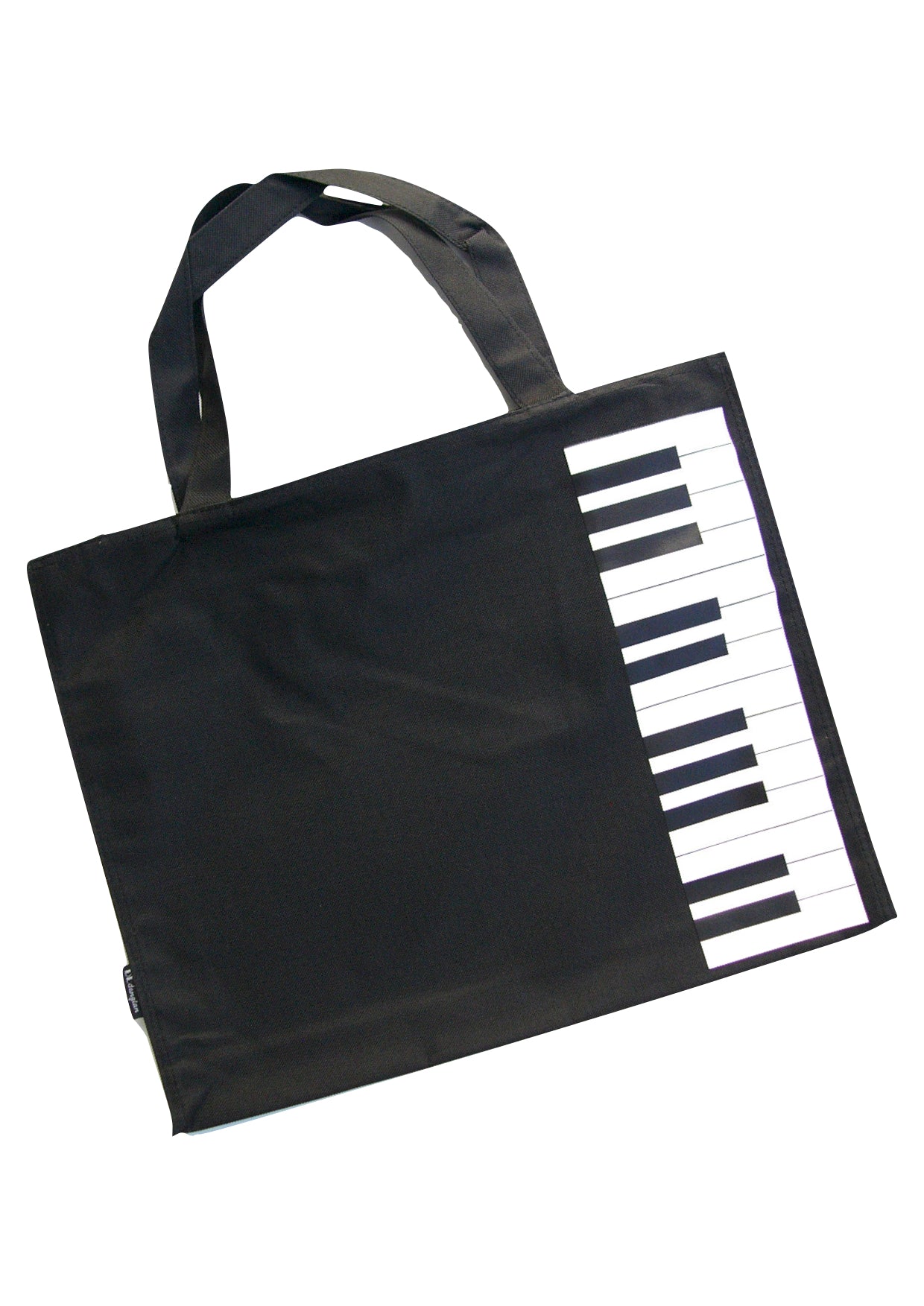 Black canvas tote music library bag keyboard print large size 34cm X 42cm