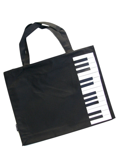 Black canvas tote music library bag keyboard print large size 34cm X 42cm
