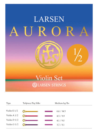 Larsen Aurora violin string set MEDIUM 1/2 Made in Denmark