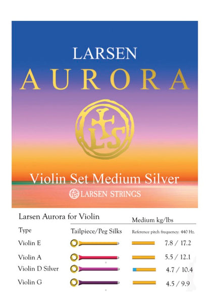 Larsen Aurora violin string set 4/4 MEDIUM SILVER D Made in Denmark