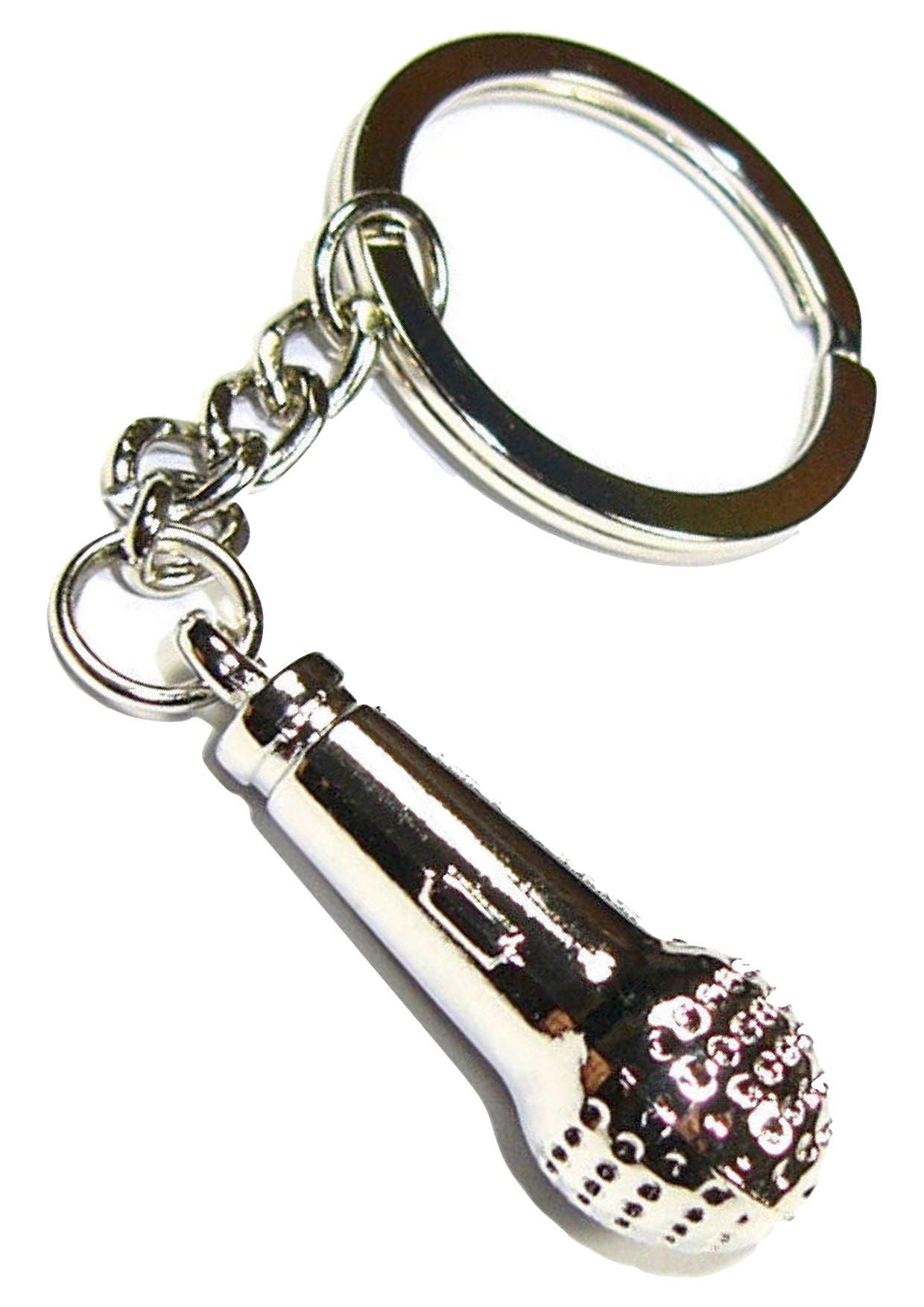 Metal microphone keychain trinket beautiful chrome finish