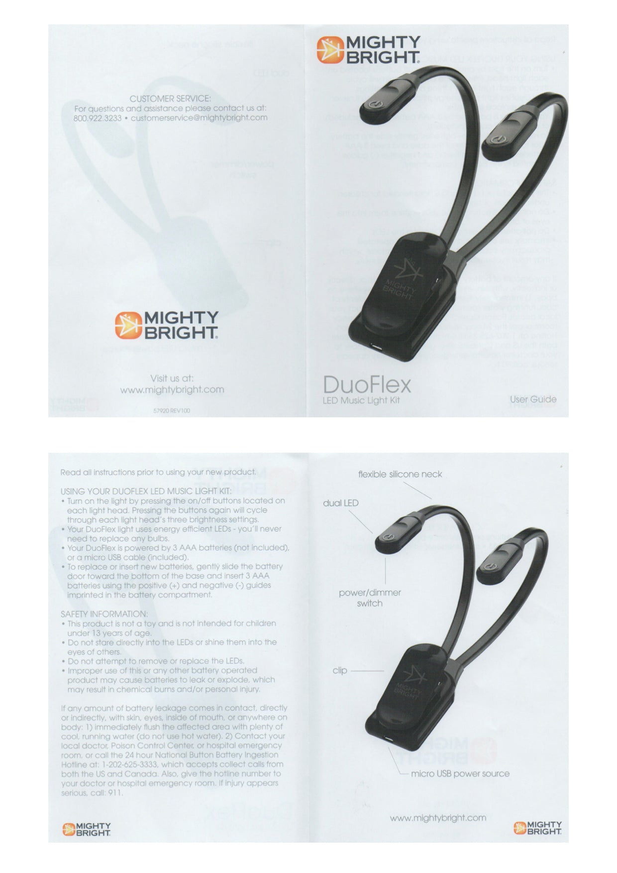 Mighty Bright DuoFlex dual head LED music stand/lecturn/podium light kit