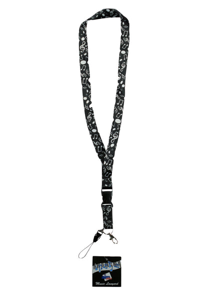 AIM Gifts Brand Black and White Music Notes Lanyard