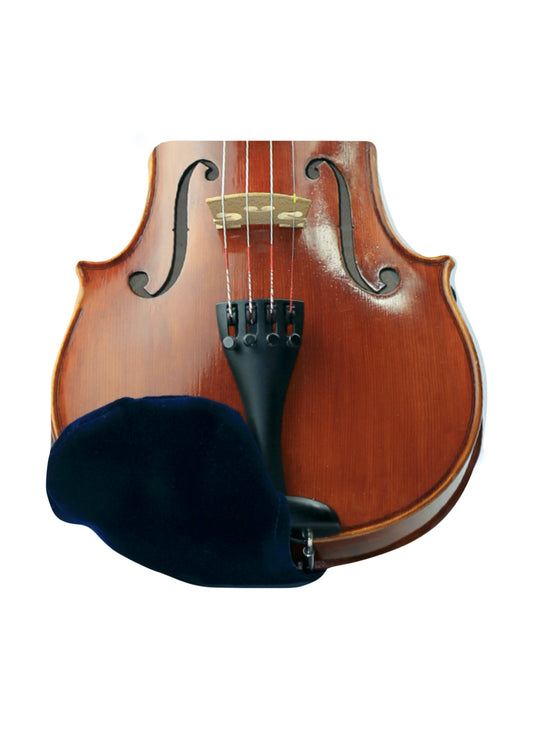 CUSHY Large NAVY  4/4 violin 14”-17” viola chinrest pad cushion elastic strap
