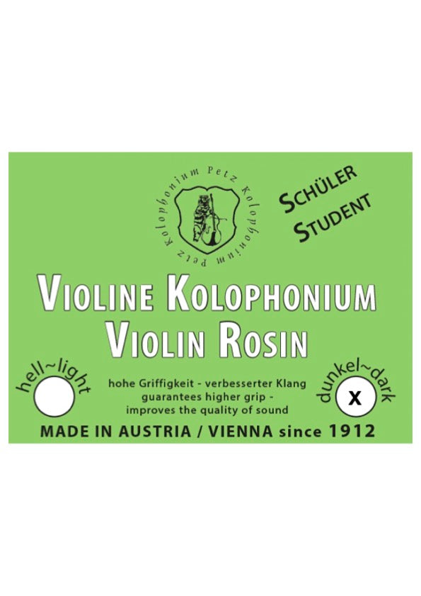 PETZ Natural DARK violin rosin for horsehair or synthetic bows Made in AUSTRIA