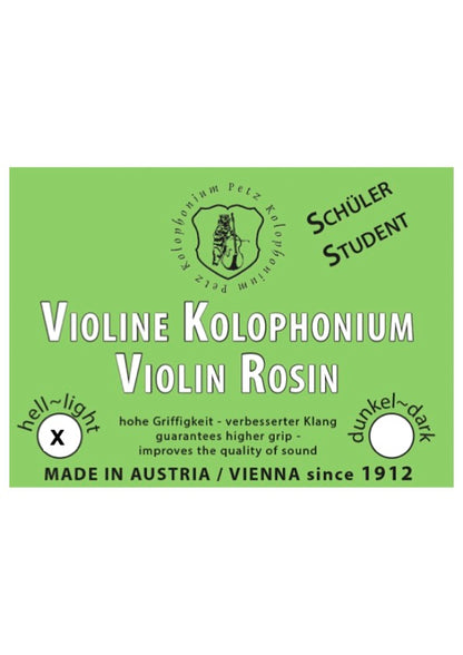 PETZ Natural LIGHT violin rosin for horsehair or synthetic bows Made in AUSTRIA