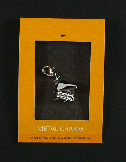 Musician Designer metal grand piano music charm with lobster claw lock