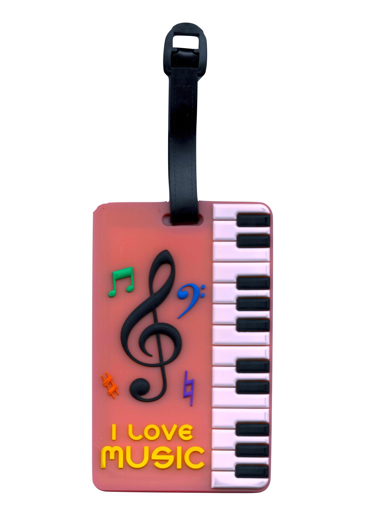Pink keyboard & music symbols design bag instrument case luggage tag