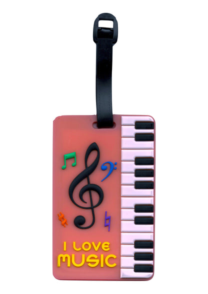 Pink keyboard & music symbols design bag instrument case luggage tag