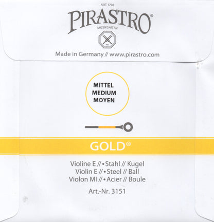 Pirastro Wondertone GOLD Violin steel E String 4/4 size BALL end medium gauge