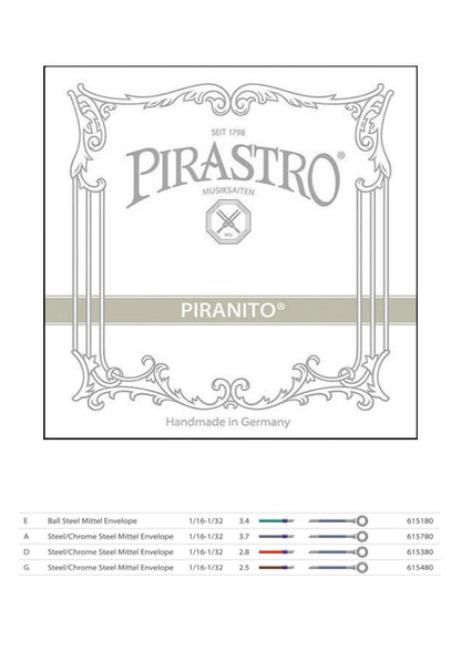 Pirastro Piranito Violin String Set 1/16 - 1/32 Ball End Made in Germany