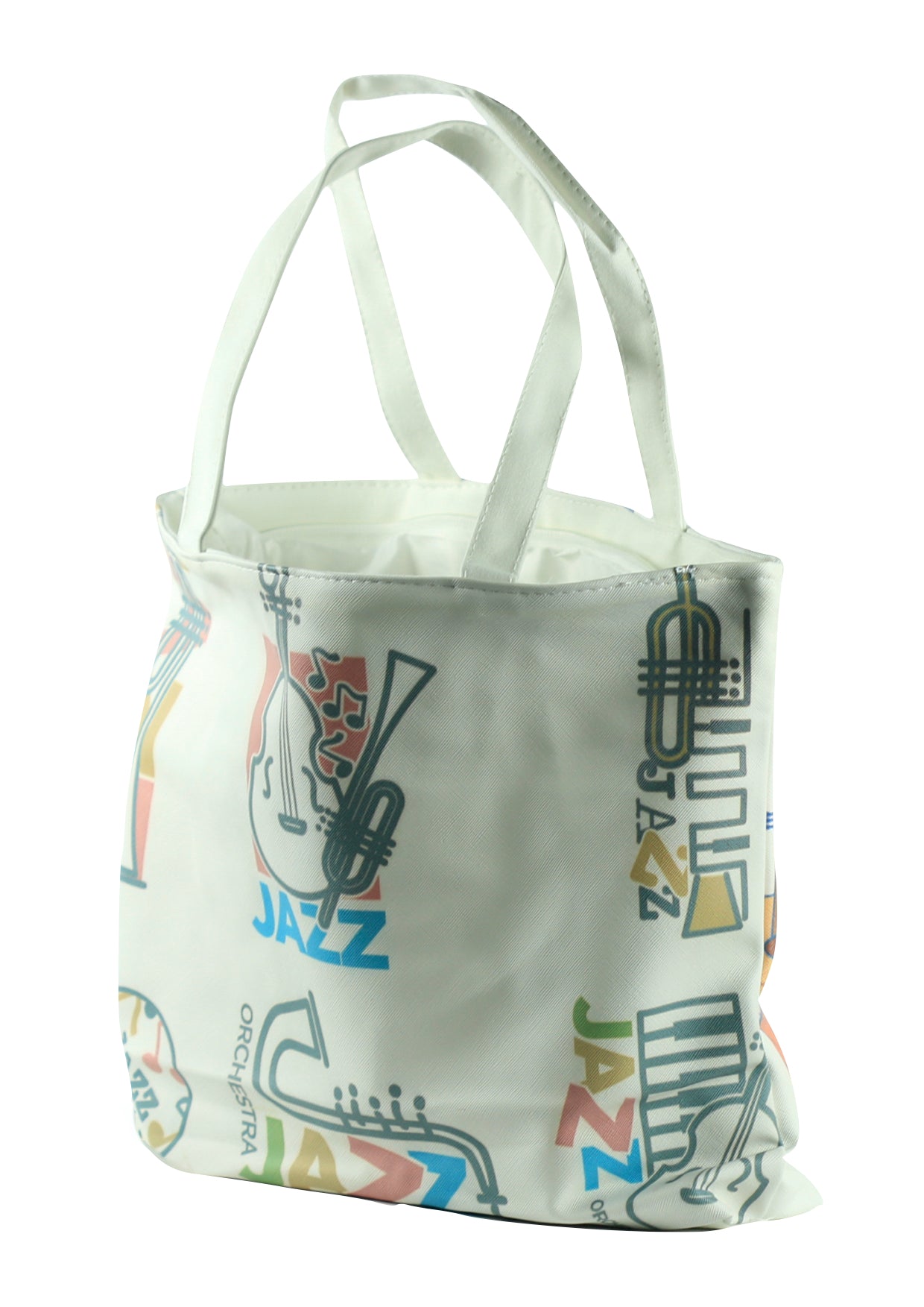 Music themed plastic/vinyl tote music/library bag 33cm X 30cm X 9cm