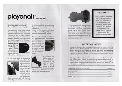 Black Playonair violin viola shoulder rest Junior model #1614 fits all sizes