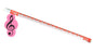 Stationery set red HB music keyboard print pencil & pink treble clef eraser