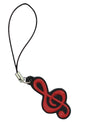 Mobile phone or hand bag mobile phone charm red rubber music treble clef
