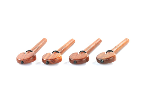 Set of 4 rosewood heart shaped violin tuning pegs 1/16 size