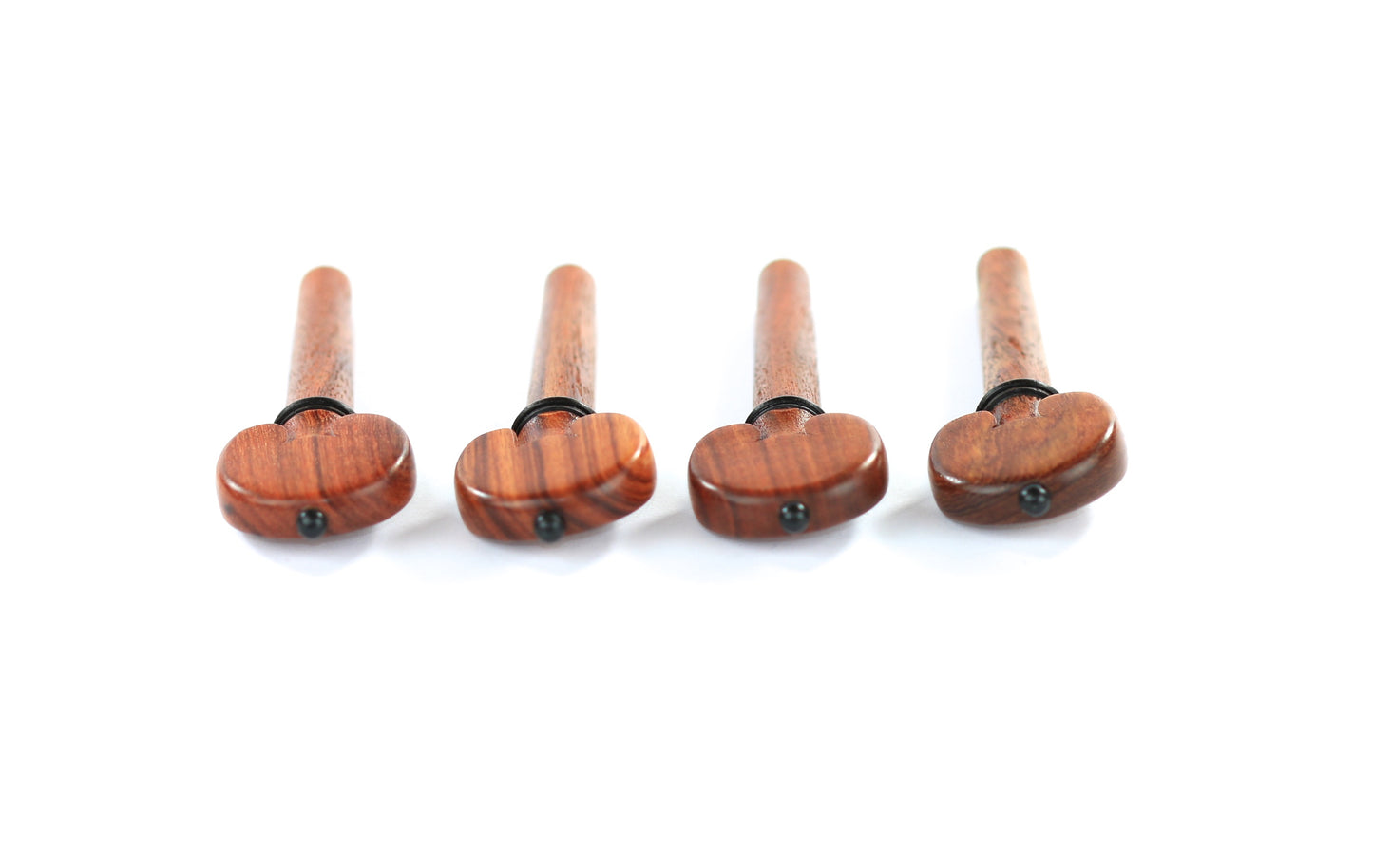 Set of 4 rosewood heart shaped violin tuning pegs 1/16 size