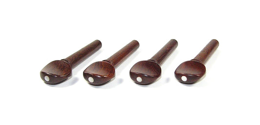 1/16 size set of 4 rosewood violin tuning pegs mother of pearl inlay