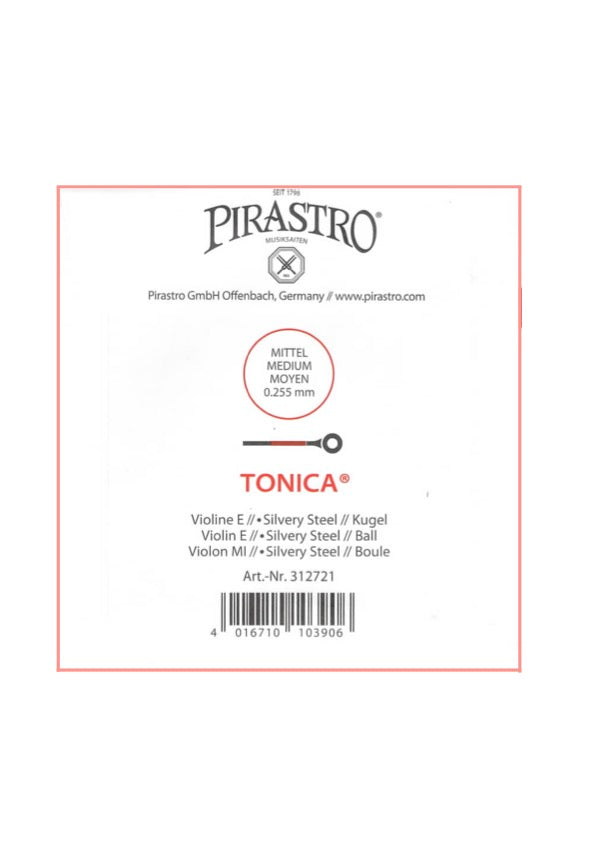 Pirastro Tonica single (X1) violin E string 4/4 Silvery Steel