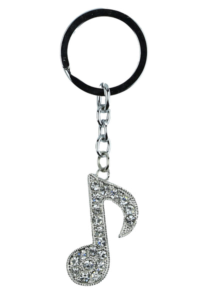 Diamond bling encrusted single music quaver note keyring