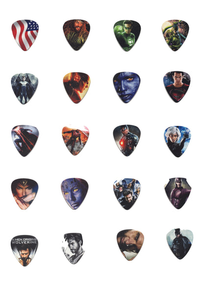 20 pack Cheerhas brand super hero themed nylon guitar picks plectrums