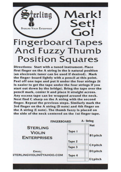 Sterling Mark!Set!Go! silver violin viola fingerboard tapes & felt thumb squares
