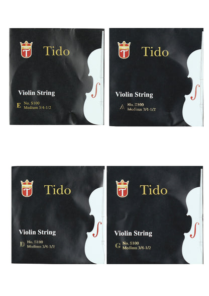 3/4 -1/2 size Tido brand violin string set wound with metal core