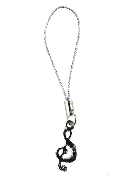 Mobile phone charm music treble clef encrusted with coloured bling