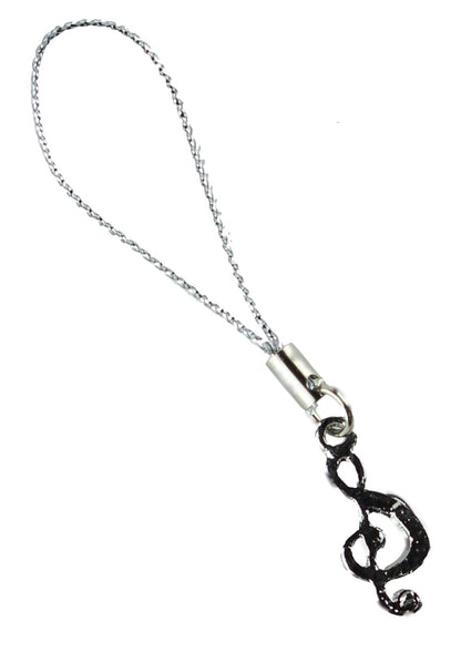 Mobile phone charm music treble clef encrusted with coloured bling