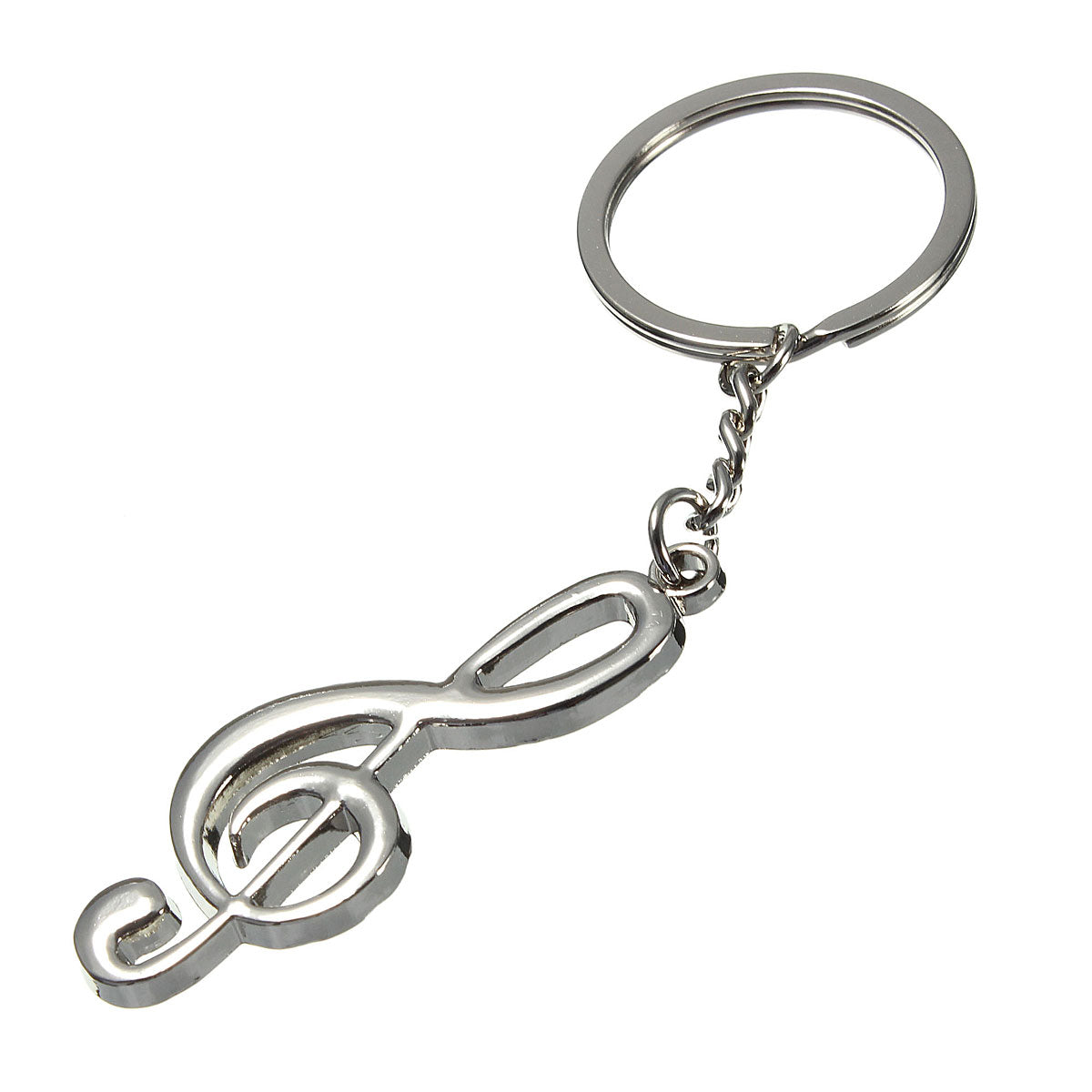 Metal treble clef music keyring tough chain links & split ring
