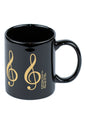 Albert Elovitz brand Black Ceramic Mug Treble Clef design
