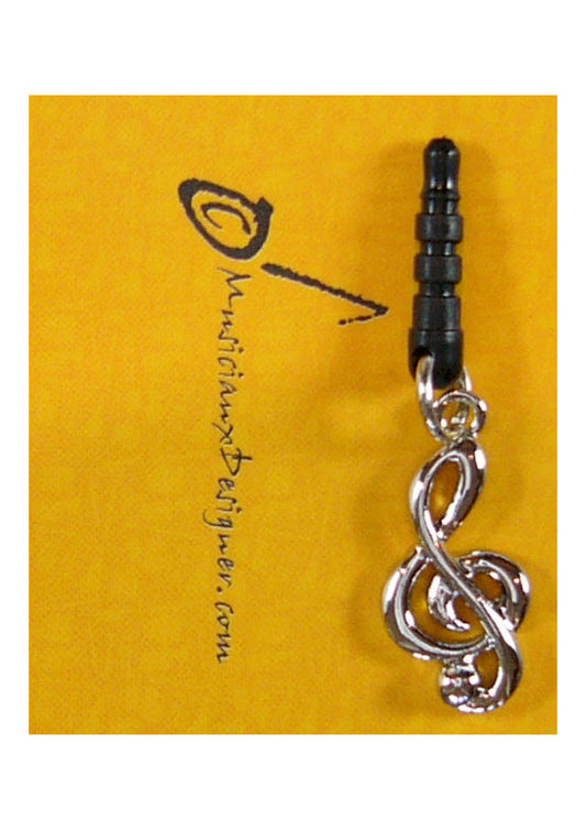 Musician Designer music metal treble clef mobile phone ear plug - 3.5mm Jack