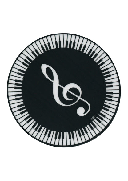AIM Gifts single vinyl drinks coaster rubber non slip base G clef keyboard