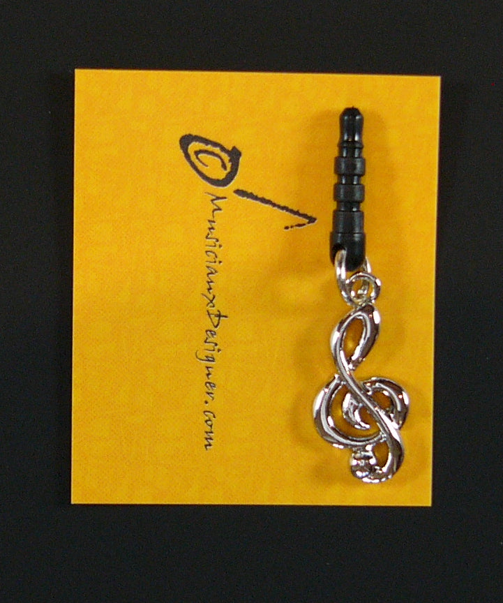 Musician Designer music metal treble clef mobile phone ear plug - 3.5mm Jack