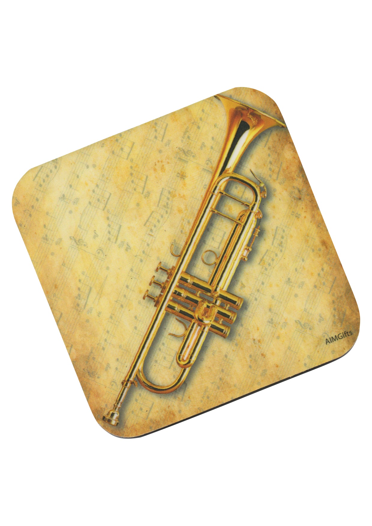 AIM Gifts single vinyl drinks coaster rubber non slip base trumpet