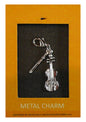 Musician Designer metal violin & bow music charm with lobster claw lock